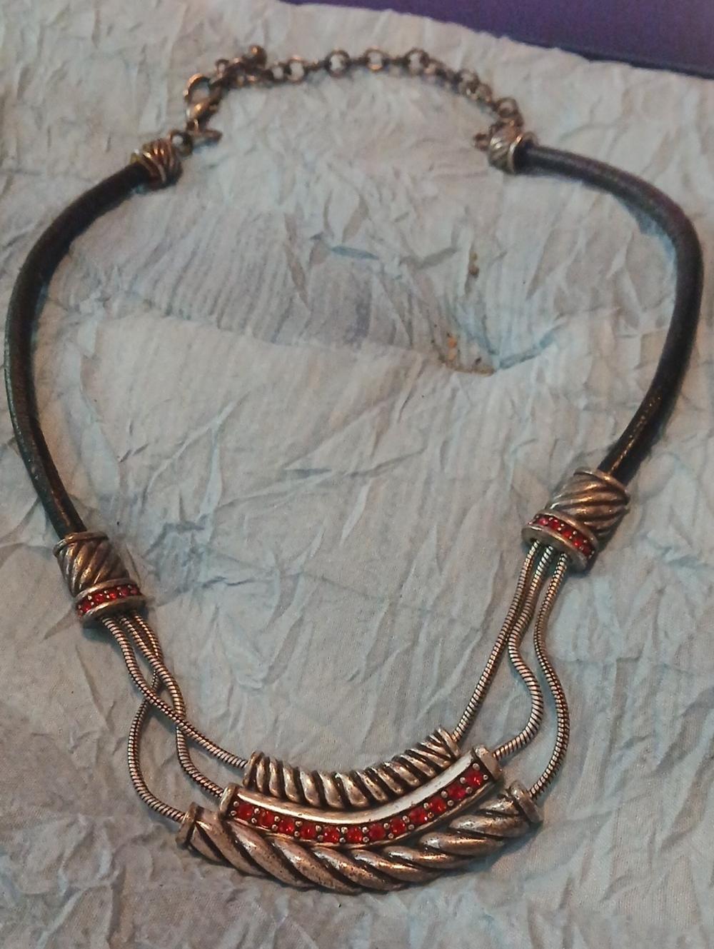 Chico's Silver-Tone Necklace with Red Accents